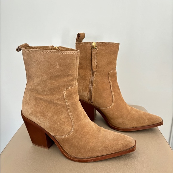 Mango Camel Suede Heeled Boots - Picture 5 of 6